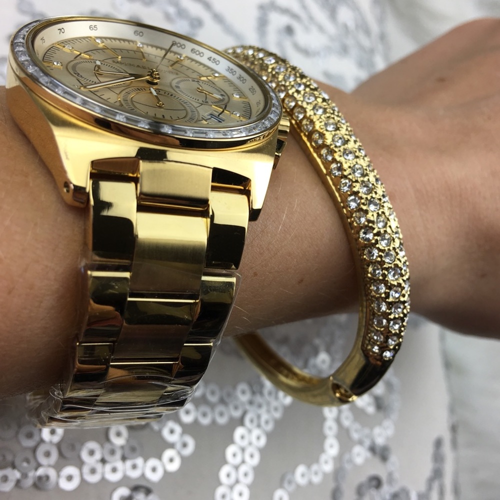 Michael Kors glitzy crystal vail gold watch - Picture 4 of 7